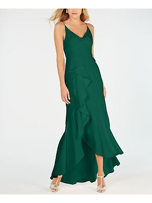#ad ADRIANNA PAPELL Womens Green Sleeveless V Neck Maxi Formal Hi Lo Dress 6
