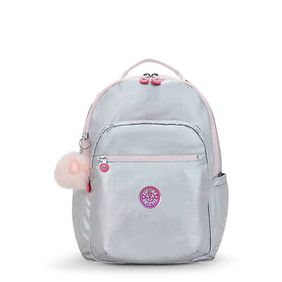 #ad Kipling Seoul Large 15quot; School Laptop Metallic Backpack Met Zip Pockets