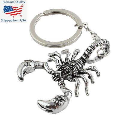 #ad 3D Scorpion Bug Insect Silver Pendant Keychain Gift Key Chain