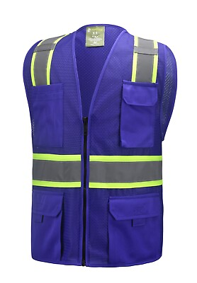 #ad PurpleTwo Tones Safety Vest With Multi Pocket Tool