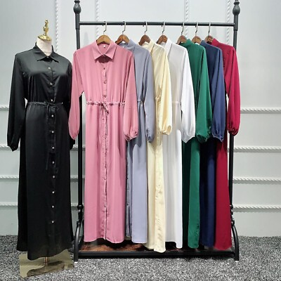 #ad Ramadan Abaya Dubai Kaftan Muslim Women Maxi Shirt Dress Gown Caftan Party Robes