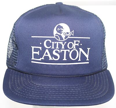#ad Vintage City Of Easton Pennsylvania Trucker Hat Snapback Cap Blue
