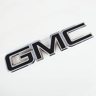 #ad 15 19 GMC Sierra Front Grille Letter Logo Emblem Adhesive Nameplate Chrome Black
