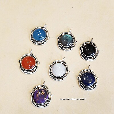 #ad All Gemstone Pendant 925 Solid Sterling Silver Handmade Jewelry Promise Pendant