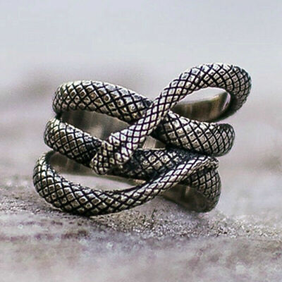 #ad Boho 925 Sterling Silver Elegant Fashion Jewelry King Cobra Snake Ring Size 9