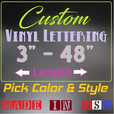 #ad Custom Made Text Vinyl Lettering Name Decal Sticker Car Window Wall Truck Bus
