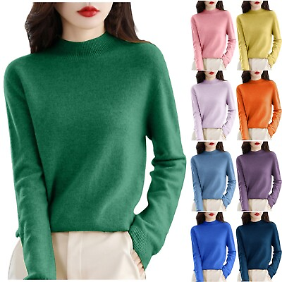 #ad Women Pure Long Sleeve Crew Neck Soft Warm Pullover Knit Fall Winter