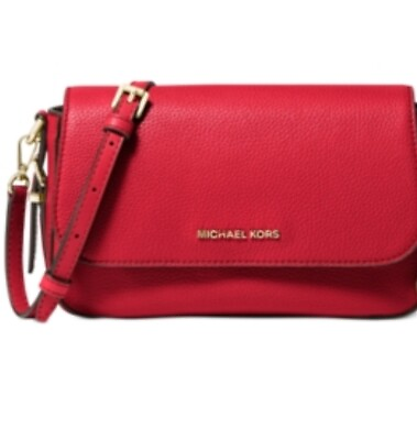 #ad Michael Michael Kors Bedford Legacy Leather Flap Crossbody Bright Red Gold