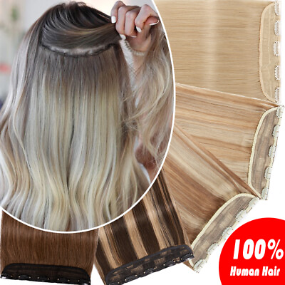 #ad CLEARANCE One Piece Clip in Russian Remy Human Hair Extensions 3 4 Full Head