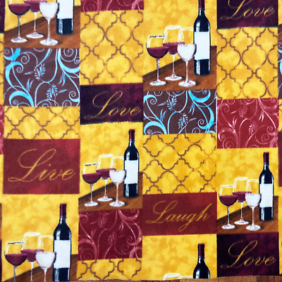 #ad Live Laugh Love Wine Club Fleece Fabric 60quot; Wide Sold by The Yard amp; Bolt