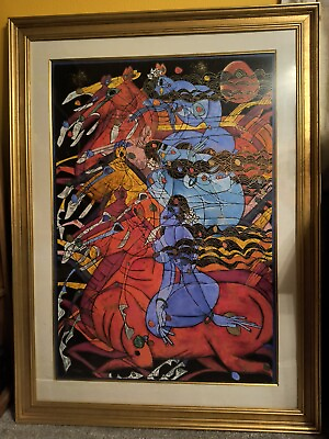 #ad Tie Feng Jiang quot;Running Horsesquot; Serigraph 1989 Professionally Framed