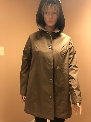 #ad Susan Graver XS water resistant taupe jacket pop color lining CLS14