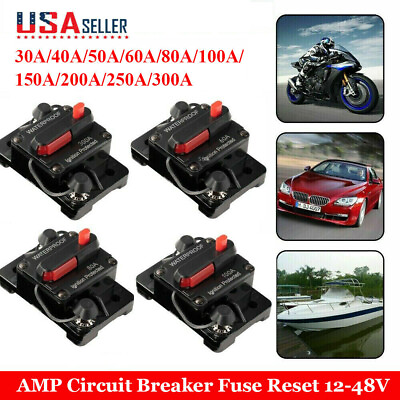 #ad 30 300A AMP Circuit Breaker Fuse Reset 12V 48V DC Car Boat Auto Waterproof US