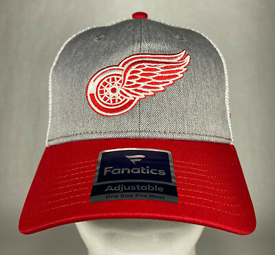#ad Fanatics NHL Detroit Red Wings Mesh Back Team Trucker Snapback Hat Cap New