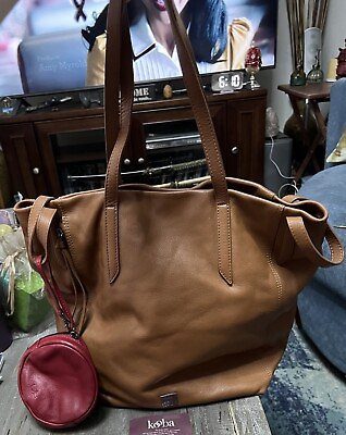 #ad Kooba Brown leather Zipper hobo handbag With Coin Purse Red
