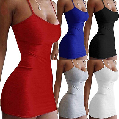 #ad 14 Colors Women Sexy Spaghetti Strap Bodycon Mini Dress Sexy Party Club Dresses