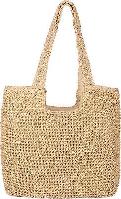 #ad Straw Beach Bag Large Beach Tote Bag for Women Foldable Beach Bag with Zipper Su