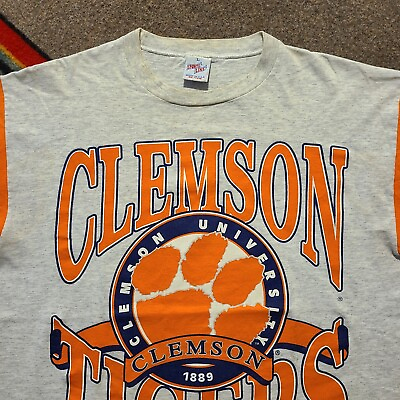 #ad Vintage 90s Clemson Tigers T Shirt Adult Large South Carolina University Tee