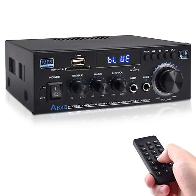 #ad Stereo Audio Amplifier 300Wx2 Home Dual Channel Bluetooth 5.0 Sound Speaker ...