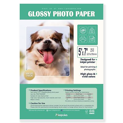 #ad 5x7 Glossy Photo Paper Photo Quality Paper for Inkjet Printer 5R Size 100 Bul...