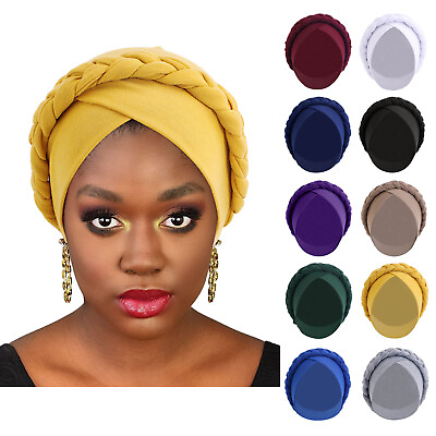 #ad Women#x27;s Ethnic Bohemia Twisted Hair Cover Wrap Hat African Pre Tied Turban Hat