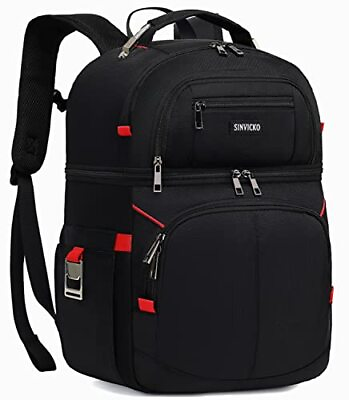 Insulated Cooler Backpack 30 Cans Hot Cold Lunch Bag Leakproof Double Deck Black $51.04