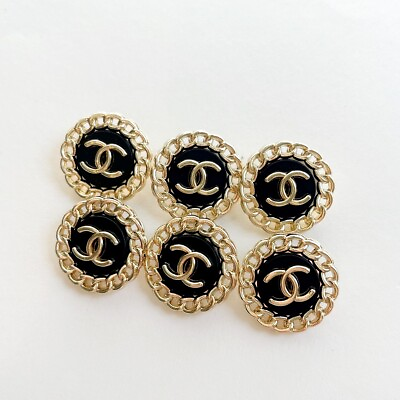 #ad Chanel Vintage Designer White and Black Rope Button STAMPED 6 PC Bundle