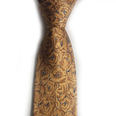 #ad Brioni Men Dress Silk Tie 3.5quot; wide 58quot; long gold with blue made in Italy