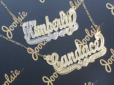 Personalized 14K Gold Plated 2TONE Name Plate Necklace ANY NAME SHIPS FROM US