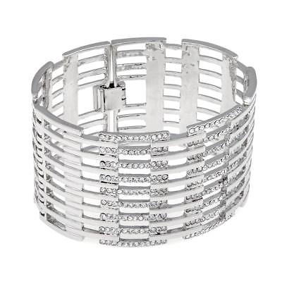#ad HSN Roberto By Rfm quot;Gabbiaquot; SilverTone Caged Polished Bangle Bracelet. 6 1 2quot;