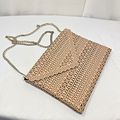 Aldo Dusty Pink Cut Out Envelope Crossbody Purse Chain Strap Bag