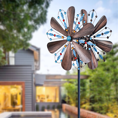 #ad Wind Spinner Large Outdoor Metal 2 Way Wind Sculpture 80quot; Garden Yard Windmill