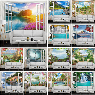 3D Beach Yard Window Wall Hanging Tapestry Blanket Yoga Mat Bedspread Large Gift $31.99