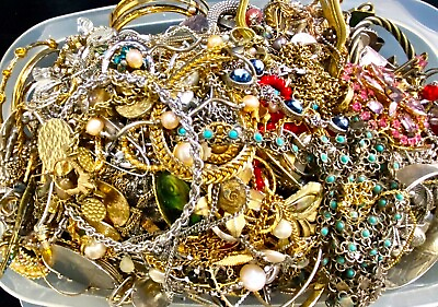 #ad 3 Lbs Pound Unsorted Huge Lot Jewelry Vintage New Junk amp; Wear Resell Tangled In