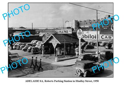 #ad OLD LARGE PHOTO ROBERTS PARKING STATION HINDLEY STREET c1950 ADELAIDE SA