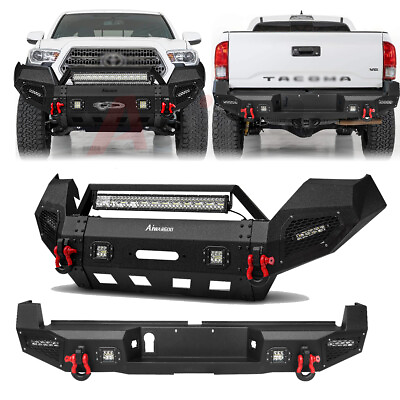 #ad Aaiwa For 2016 2023 Toyota Tacoma Front Rear Bumper W Winch Plate LED Lights