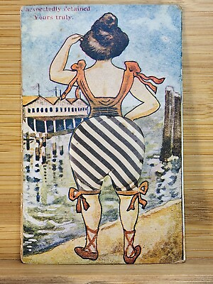 #ad #ad Rare 1910s Pincushion WOMAN ON BEACH Fabric Bathing Suit RISQUE Detained
