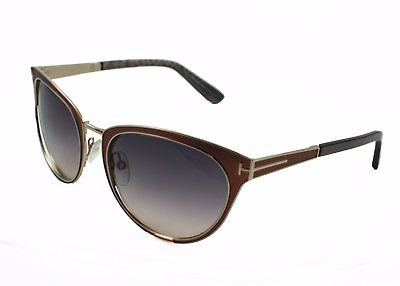 #ad Tom Ford Nina Sunglasses Pink and Brown Metal Cat eye Brown Gradient Lenses 56mm