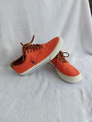 #ad Polo Mens Ralph Lauren Vaughn Mens Shoes Orange Canvas Sneakers US 8 🔥🔥