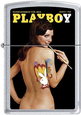 #ad Zippo Playboy March 68 Cover Satin Chrome Windproof Lighter NEW RARE