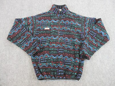 #ad VINTAGE Columbia Sweater Mens Adult Medium Black Outdoors Zip Logo Sweatshirt
