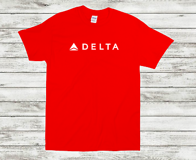 #ad Delta Airline White Logo US Aviation Travel Cotton Light Red T Shirt