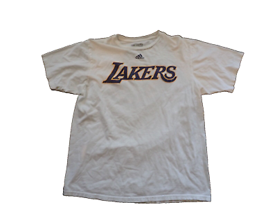 #ad Adidas NBA Los Angeles Lakers The Go To Tee White Logo Two Sided Size Large