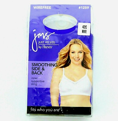 #ad JMS Smoothing Bra Side and Back Wirefree Women#x27;s Just My Size White 1259