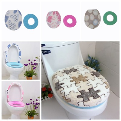 #ad 2pc Set Toilet Closestool Washable Seat MatLid Cover Bathroom Warmer Cover Pads