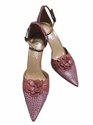 #ad Franco Sarto Womens Size 8 Pink Flower High Heels 3.5” Ankle Strap