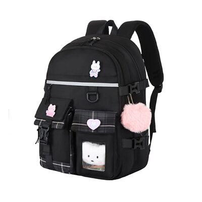 #ad Backpacks Girls School Large Capacity Waterproof Backpacks Cute Black Fashion...
