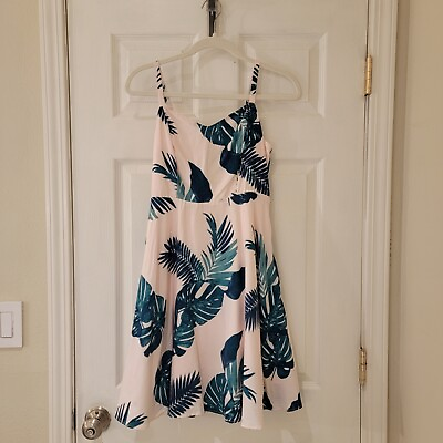 #ad Old Navy Cami Dress Size Small Palm Leaf Tropical Fit amp; Flare Flowy Hawaiian
