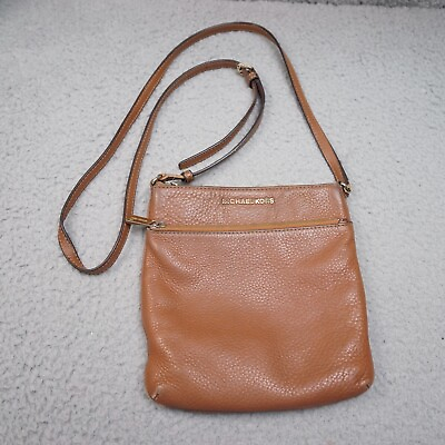 #ad Michael Kors Crossbody Bag Riley Small Pebbled Leather Acorn Brown Adjustable
