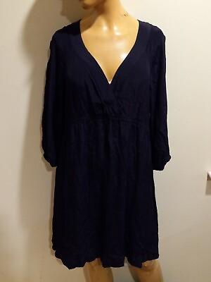 #ad Lucky Brand Womens Navy Blue Balloon Sleeve Blouson Dress Size S 100% Rayon